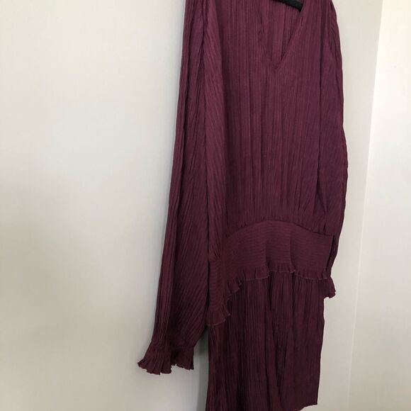 CHELSEA28 Smock Waist Pleated Wine Dress - Picture 8 of 9